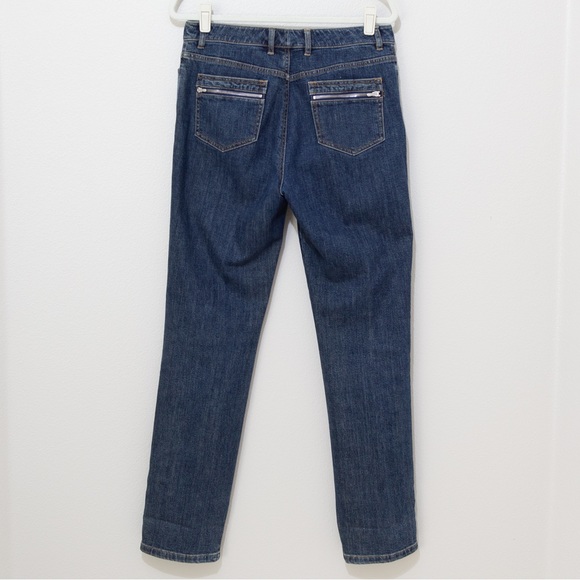 St. John Sport Women's Blue Denim Straight Leg Jeans with Zipper Details Size 10 - Picture 2 of 7